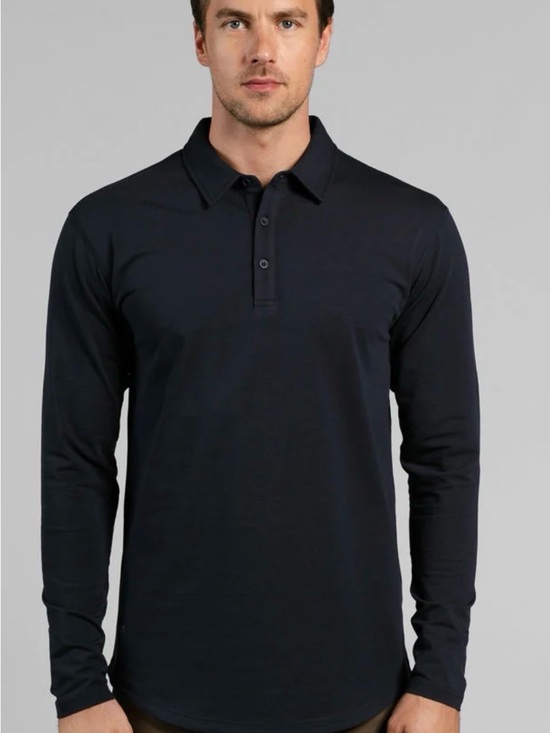 BYLT Basics Other - BYLT Basics Men's Premium Basics Long-Sleeve Polo in Navy